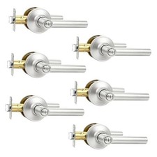 Pack Privacy Door Handles, Nickel Keyless Door Lever 6 Brushed Nickel PRIVACY