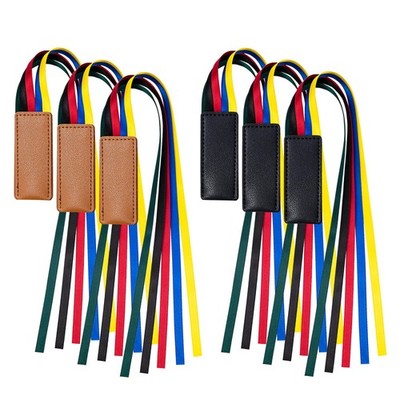 6 Pcs Multicolor Leather Ribbon Bookmark, Artificial Leather Bookmark with Co...