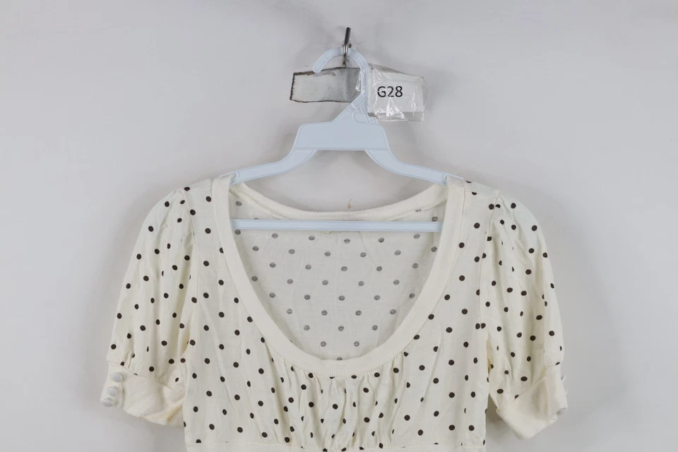 Vtg Y2K Forever 21 Womens XS Bella Babydoll Polka Dot Ribbed Knit Shirt Top - Image 2 of 4
