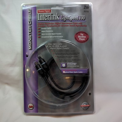 NEW Monster Digital Interlink Lightspeed 100 2M 6.6ft Fiber Optic Toslink Cable