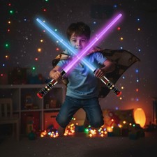 2-in-1 Light Up Sword Sabers Set Kids Dual Color Changeled Toy Halloween