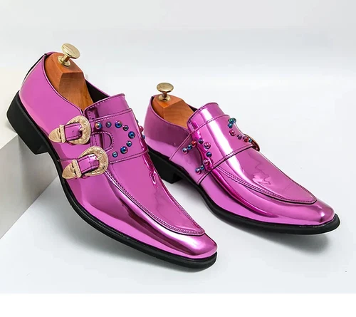 Herren Elegante Schuhe Lackleder Luxus Spitz zulaufend Slipper Flach Hochzeit Schuhe - Bild 14 von 38