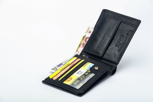 Herren Leder Ketten Geldbörse Qualität RFID Schutz Geldbörse Kreditkartenetui - Bild 4 von 23
