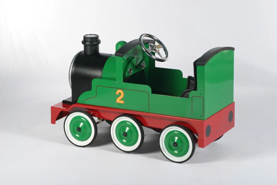 Coche de pedales de tren de metal estilo vintage clásico verde - tamaño completo perfecto elección de regalo Foto 2 de 4