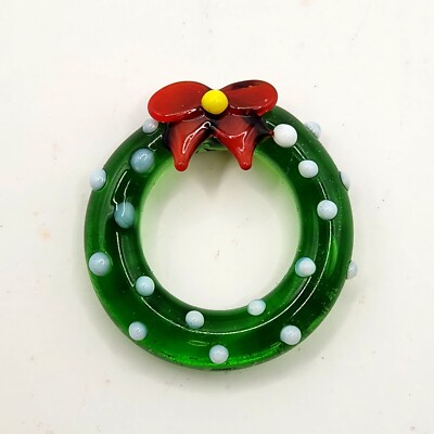 Wreath - Glass Miniature, Collectible, Gel Embed, Christmas Decoration