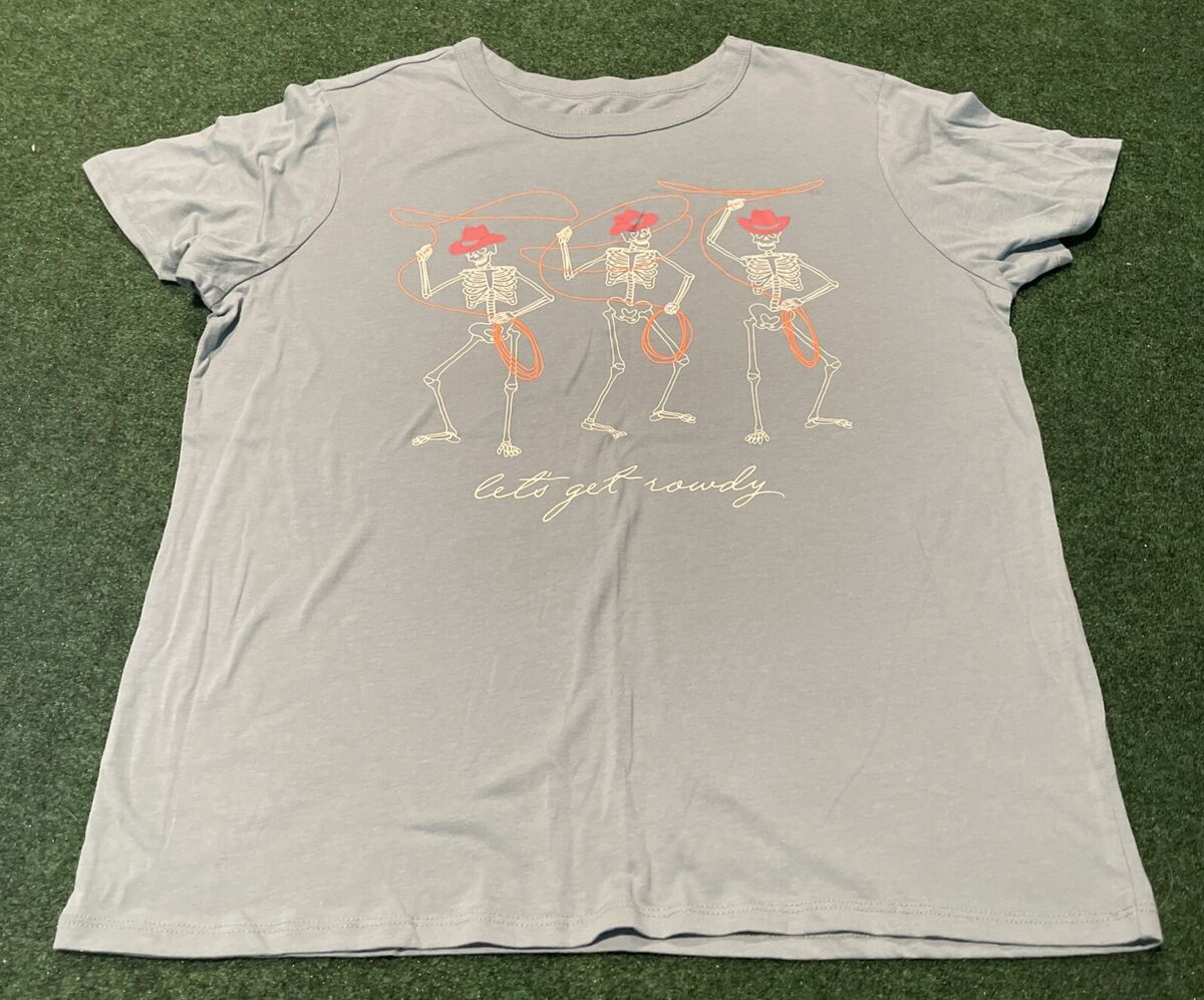 Zoe + Liv Women's T-Shirt Large Skeleton Cowboys Rodeo Sea Zoe + Liv Women's T-Shirt Large Skeleton Cowboys Rodeo Sea