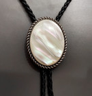Mother of Pearl Bola Bolo Tie Wedding Necklace for Men Women - Western Necktie