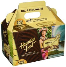 6 PACK HAWAIIAN HOST ALOHAMACS MILK CHOCOLATE  CHOCOLATE COVERED MACADAMIA 