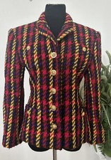 Vintage Florence Paris Tweed Houndstooth Multicolor Blazer Women's Sz Us6/ Eur38