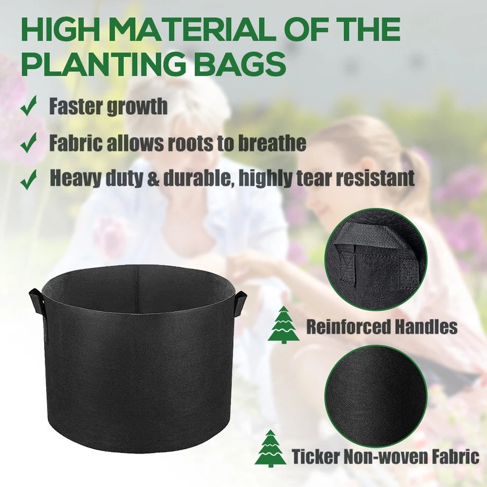 Пакет из 10 мешков для посадки и выращивания утолщенной нетканой ткани горшок для детской почвы сада - Изображение 3 из 4