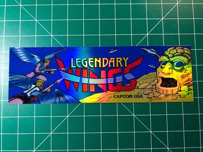 Legendary Wings Arcade Marquee Sticker Decal 1.75x5.75  Holographic Glossy Vinyl
