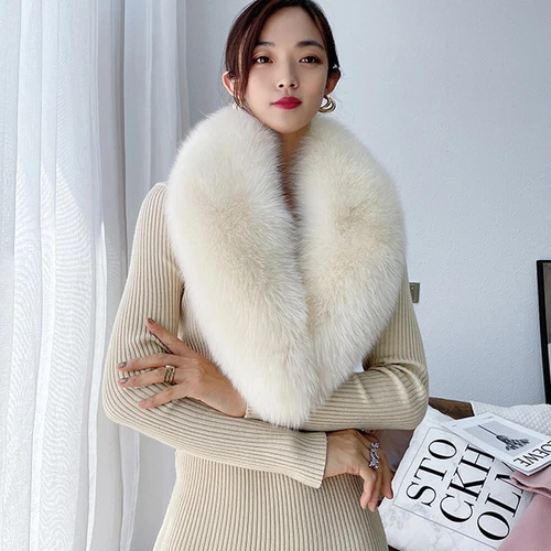 100CM Real Fox Fur Scarf Collar Women Winter Neck Warm Fox Scarves Unisex Shawl - Bild 18 von 47