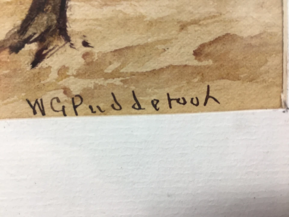 Pintura aquarela paisagem William George Puddefoot 1842-1925 artista americano - Imagem 3 de 4