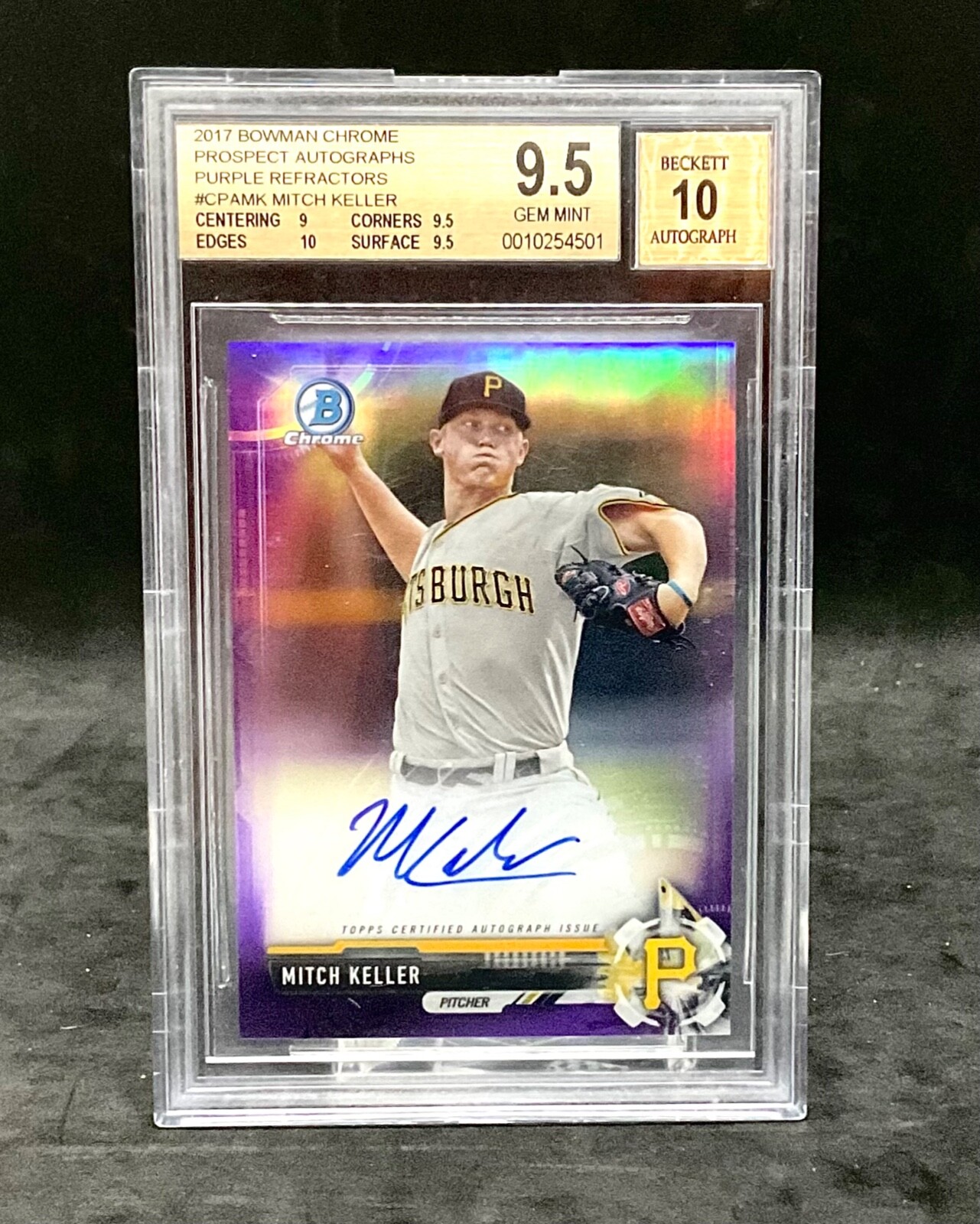 2017 Bowman Chrome Mitch Keller Purple Refractor Auto #189/250(BGS 9.5 AUTO 10)