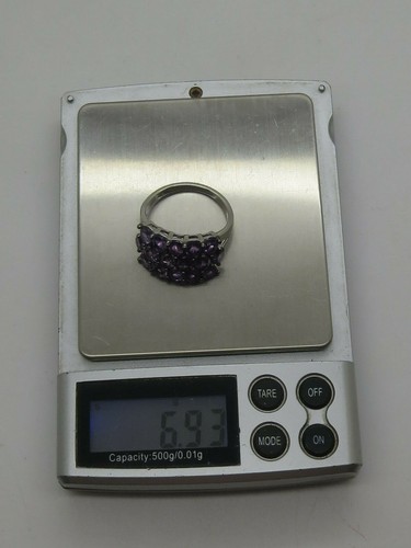 QVC JS Sterling Silver .925 Oval Pear Purple Amethyst Cluster Ring Size 11.25 - Picture 10 of 10