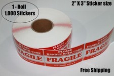 1000 Fragile Stickers 2 x 3 Please Handle with Care Thank You Warning Labels RED