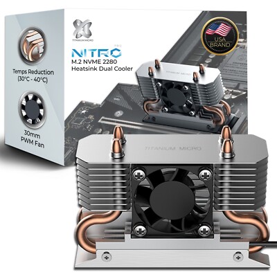Titanium Micro Nitro Pro M.2 NVMe Heatsink 2280 Dual Cooler Heatsink with 30mm