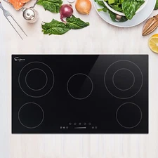 Built-In 36-in 5 Elements Smooth Surface (Radiant) Black Electric Cooktop