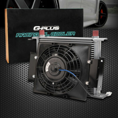 Universal 30 Row 10AN Aluminum Engine Oil Cooler Kit + 7'' Fixed Cooling Fan