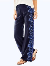 Lilly Pulitzer NWT Bal Harbour Palazzo Pants Bright Navy Twice As Nice Size L