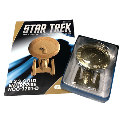 Gold ship 1701-D model Star Trek Eaglemoss Special Edition with magazine