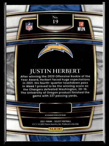 2021 Panini Select #19 Justin Herbert NM/MINT - Picture 2 of 2