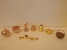 Vintage Dollhouse Copper Miniature Misc Pots & Pans  - 12 piece set