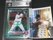 Emmanuel Rodriguez Twins Auto SIGNED 2021 BOWMAN Green Mojo Refractor BECKETT