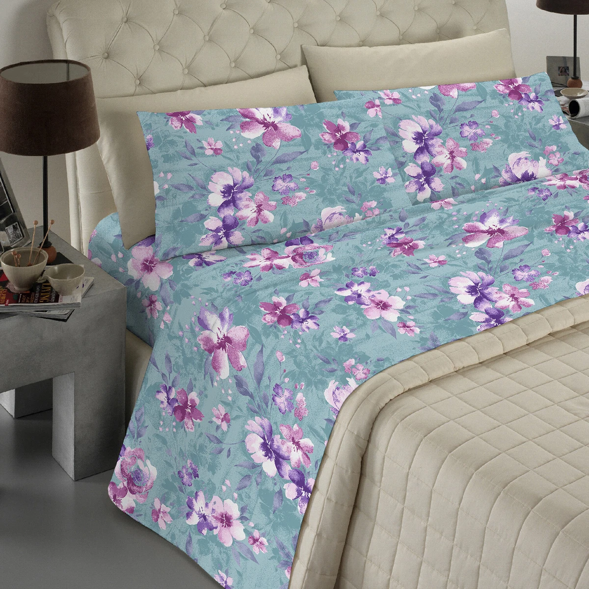 Arte floreale copripiumino Set di Biancheria da Letto 3 Pezzi