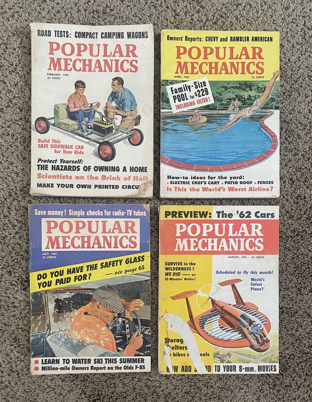 Popular Mechanics February April July August 1961 - LOT of 4