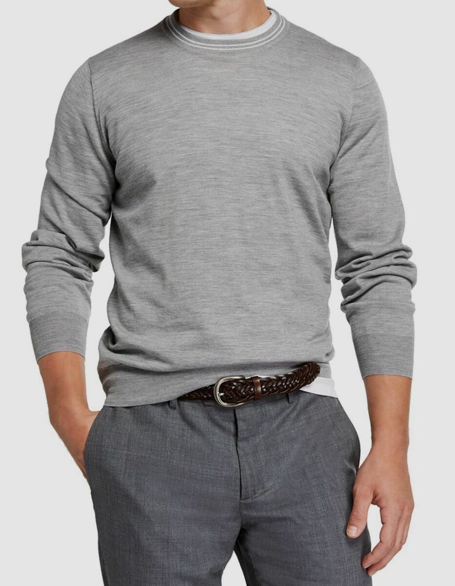 【関税&送料込み】Brunello Cucinelli Wool And Cashmere Pan $1075 Brunello Cucinelli Men's Gray Cashmere Striped-Trim