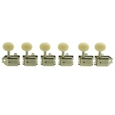 Kluson 6 In Line Deluxe Tuners, Double Line, Nickel, Oval  Buttons