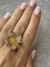 Natural Baltic Amber Ring with Sterling Silver.YELLOW Amber Stone Ring.