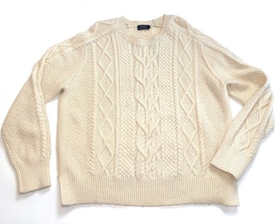 Polo by Ralph Lauren Men's Winter Cream Cable Knit Sweater Cotton Blend Size L | eBay