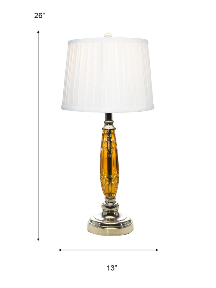 Dale Tiffany GT21189 Glossy Amber 24% Lead Crystal Table Lamp, Polished Chrom... - Image 3 of 3