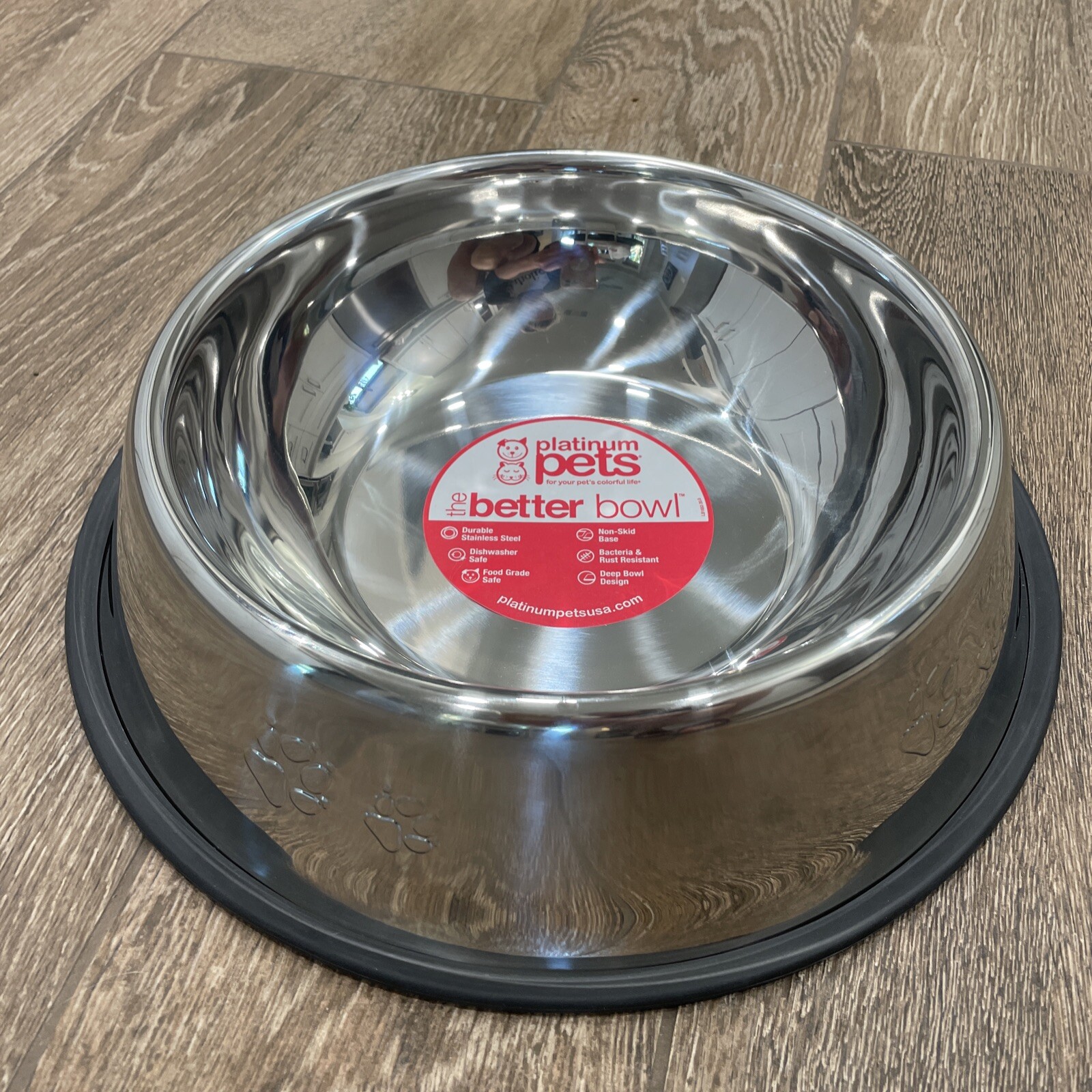 XL 10 Cup 80oz Stainless Steel Dog Bowl Paw Prints Platinum Pets NonTip NonSkid eBay