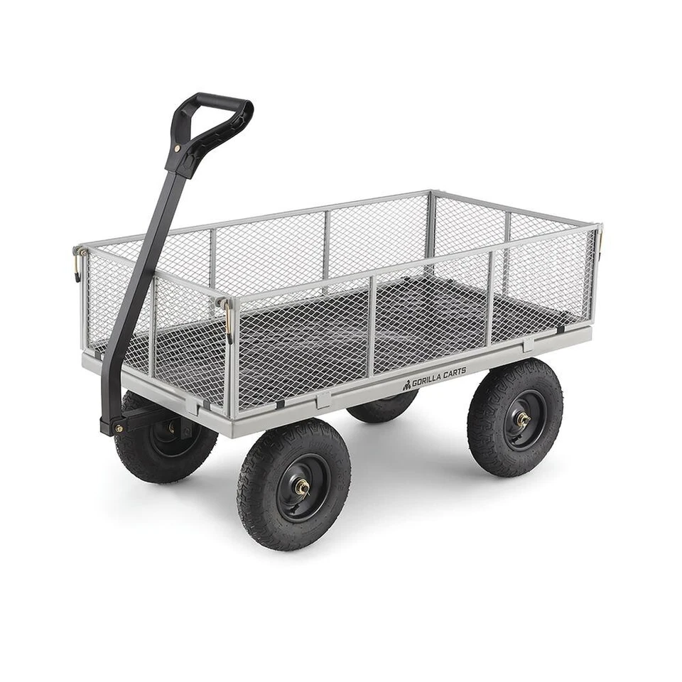 12000 Lb Steel Utility Cart All Terrain Wheel Removable Steel Mesh Outdoor Wagon - Image 3 of 4