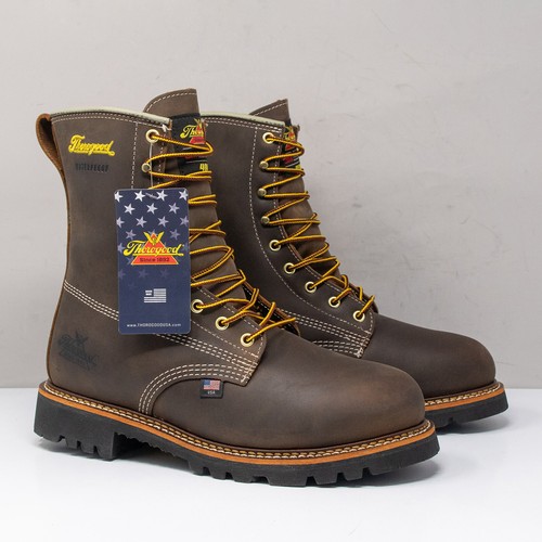 Thorogood 814-4520 8” Crazy Horse Waterproof Soft Toe Boots Size 9 D - 第 1/11 張圖片