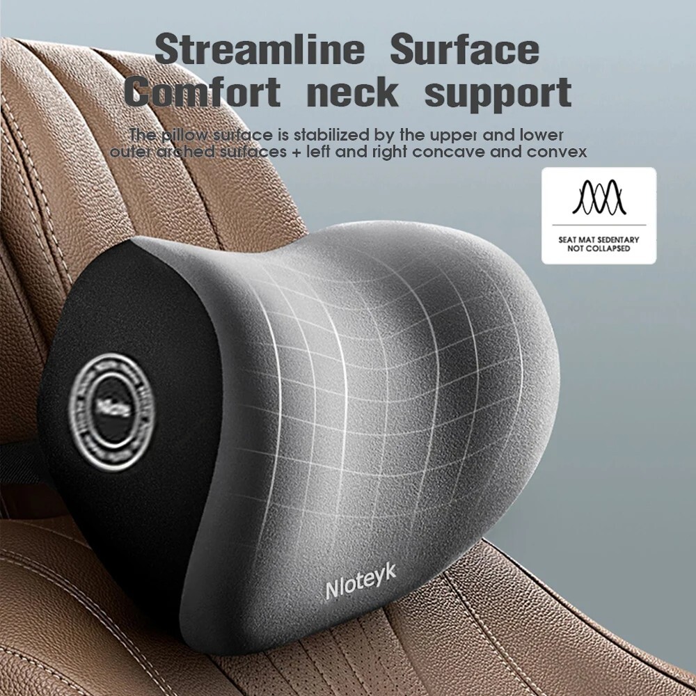 Car Neck Cushion Memory Foam Set - Neck & Lumbar Support for Car Seats
