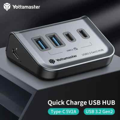Yottamaster 4-Port Typ C USB Hub 3.2 Gen2 Datensplitter 2 IN1 Kabel Für PC Mac