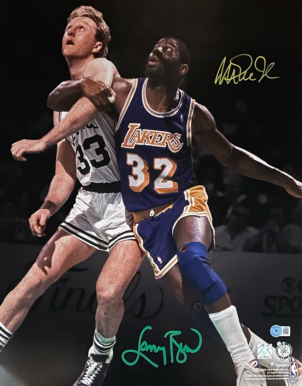 Magic Johnson Autographed Signed Larry Bird Boston Celtics La Lakers 16 20 Photo Beckett 