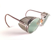 VINTAGE BAUSCH LOMB GOGGLES SIDECUPS MESH LENS 1950 B L SUNGLASSES