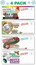 4 PACK - Adult PRANK Mail Postcards FUNNY GAY PORN Joke Gag Gift Christmas Cards