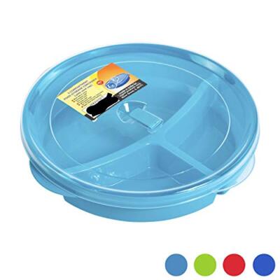 Set of 3 Microwave Food Storage Tray Containers - Divided Plates w/Vent Lid
