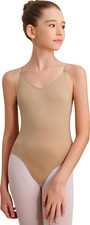 Seamless Nude Camisole Leotard with Clear Straps