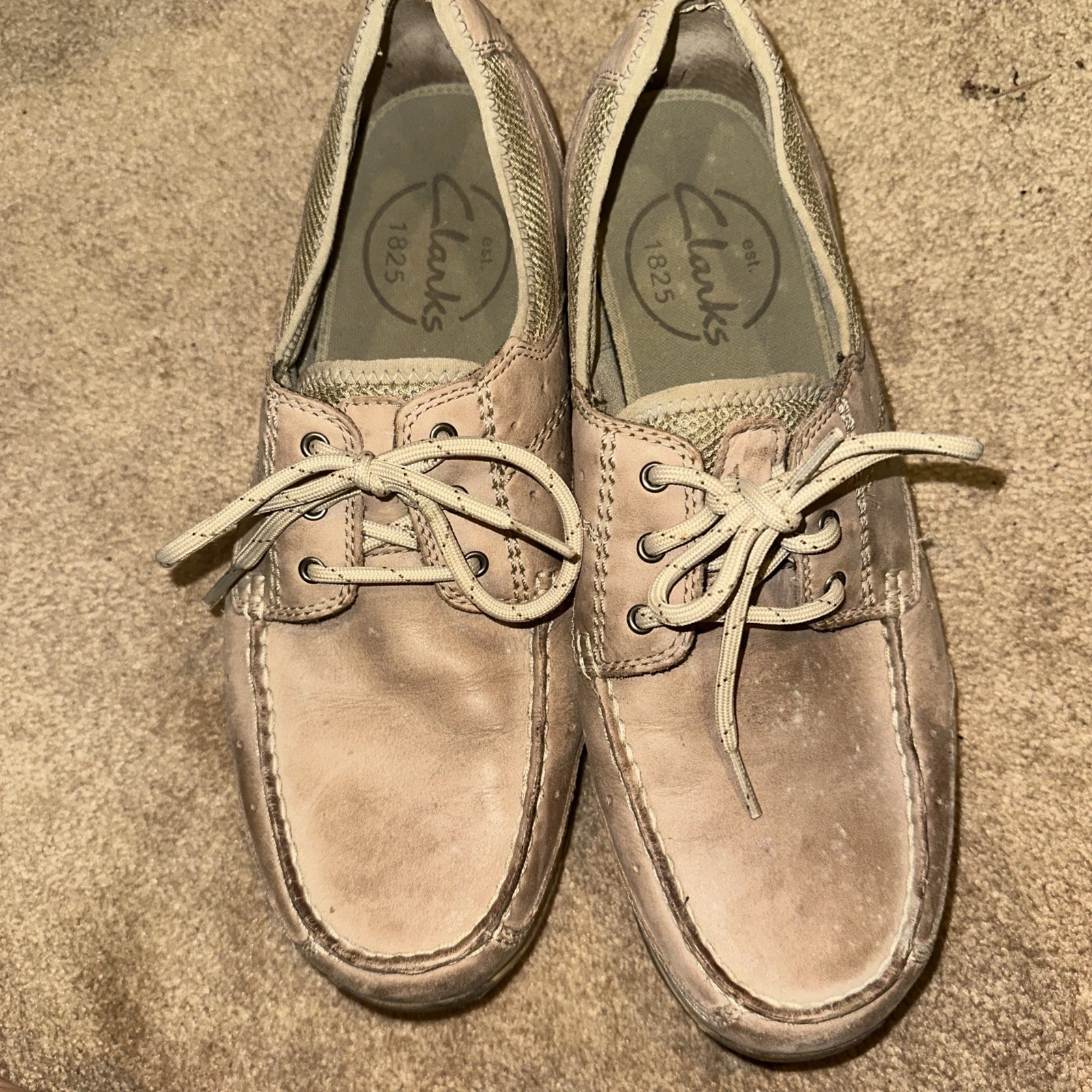 Scarpe da barca uomo Clarks 10 mocassini stringati pelle marrone chiaro comode leggere