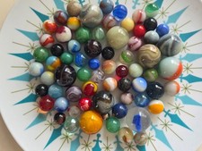 1 lb Lot of Mixed Marbles Shooters Agates Glass Variety 9