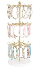 Bracelet Holder Gold Metal Rotating Bracelet Display Stand 3 Tier Jewelry