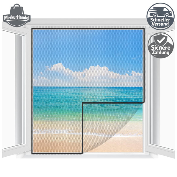Fliegengitter Fenster 2Er Set Zuschneidbar 250X150Cm Klebmontage Insektenschutz-image