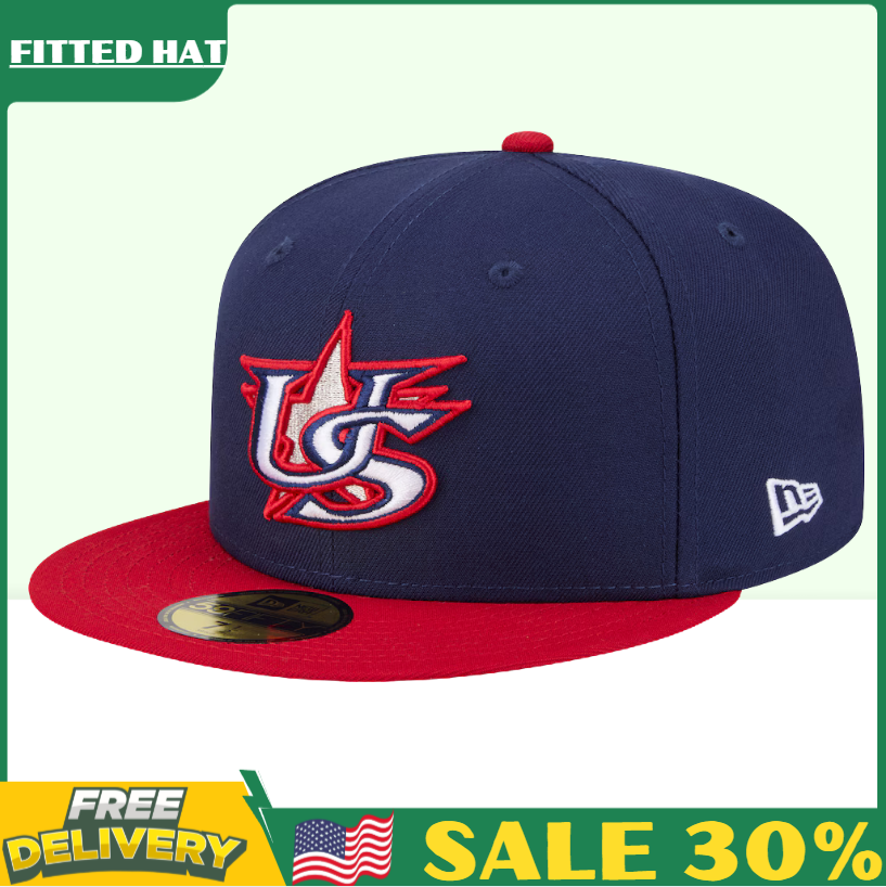 New Era USA Baseball 2026 WBC Fitted Hat 59FIFTY Navy Red Official